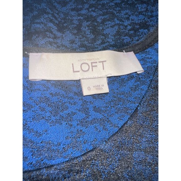 Ann Taylor Loft Sleeveless Blue & Black Textured Sheath Dress With Back Zipper - Picture 5 of 7